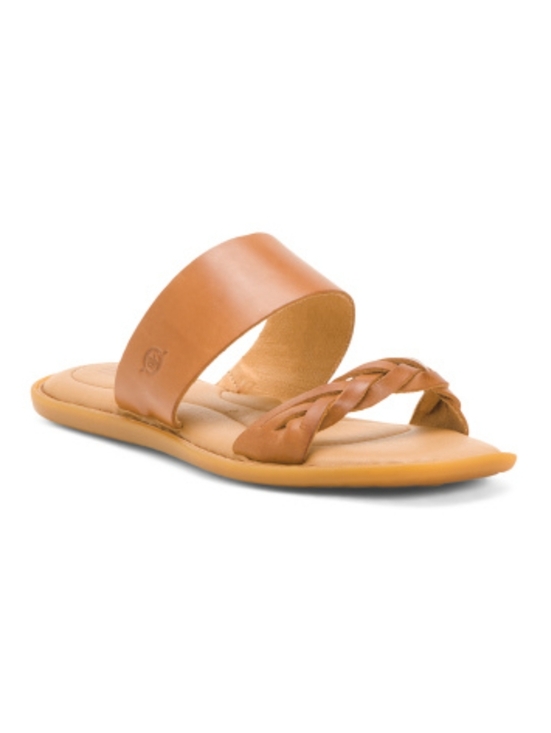 Born Shoes - Born Tan Leather Cherita Slide Sandals Size 9